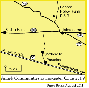 Map of Lancaster County Amish Communities
